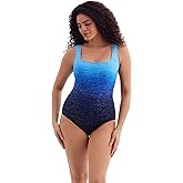 Longitude by Mimi Flamingo Women's Swimwear Twinkling Lights Double X-Back Tank One Piece Swimsuit, Navy, 16