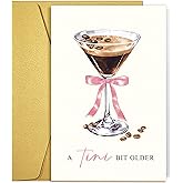 Espresso Martini Birthday Card for Friends, Classic Coffee & Cocktail Birthday Card for Women Girl, A Tini Bit Older Pun Bday Cards for Sister Mom Aunt Grandma Daughter Niece