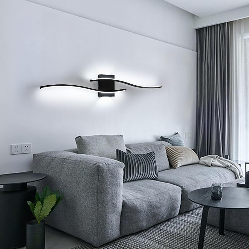 Applique da Parete Interno, 27W 3000LM Lampada da Parete Nero