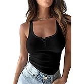 Pepochic Women’s Workout Scoop Neck Tank Top Ribbed Sleeveless Cami Lightweight Solid Basic