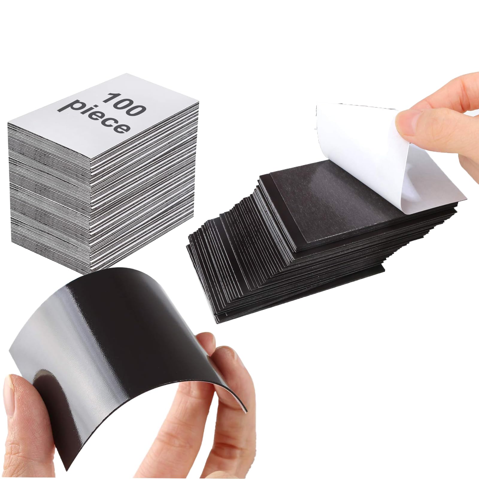 Photo 1 of 100 Pack 2 x 3.5 inch Business Card Magnets Peel and Stick Adhesive Magnetic Backings Magnet Strong Magnet Blanks Sheets Printable Magnetic Sheet for Dies Storage