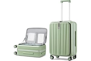 Hanke 24 Inch Checked Luggage PC Hard Shell luggage Top Opening Aluminum Frame Tsa Luggage Suitcases with Wheels for Travel Woman Men.(Bamboo Green)