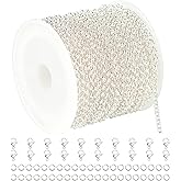 UMAOKANG 10 Meters Silver Chain for Jewelry Making Silver Plated Solid Brass Chains Bulk for Women Necklace Bracelet DIY Jewelry Supplies