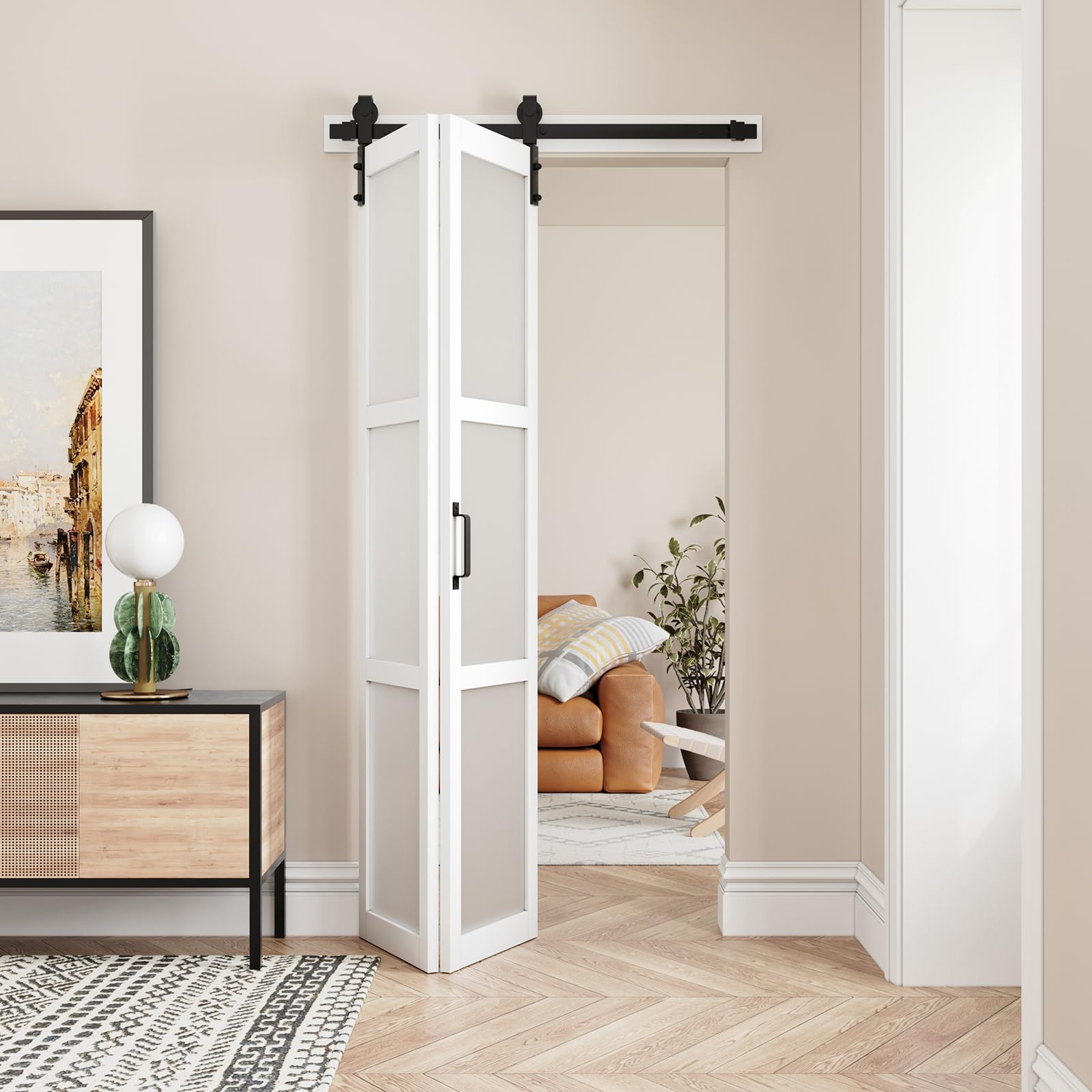 Paintable Bifold Barn Door, Fingerprint-Resistant 3