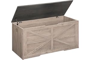 CHOEZON Storage Chest, 100 cm Wooden Storage Trunk, Retro Storage Bench with Safety Hinge, Toy Chest Storage, Farmhouse Style