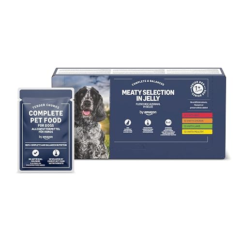by Amazon Complete Wet Food for Senior Dogs, Meaty Selection In Jelly, 4.8 kg (48 pouches of 100g)