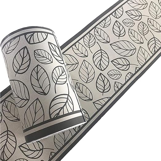 Amazon Com Yija Gray Leaves Pvc Self Adhesive Wallpaper Border Peel And Stick Wall Borders For Bathroom Bedroom Living Room Home Decor Wall Stickers 3 94 Inch X 32 8 Feet Home Kitchen