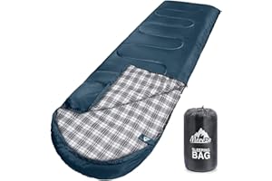 MEREZA Flannel Sleeping Bag for Adults XL, Large Wide Sleeping Bags for Camping Mens Warm Cotton Sleeping Bag 4 Season Warm & Cool Weather