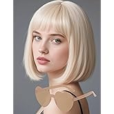FSLLZCJY Blonde Bob Wig with Heart Sunglasses - Heat-Resistant, Synthetic Fiber, Adjustable and Natural Looking