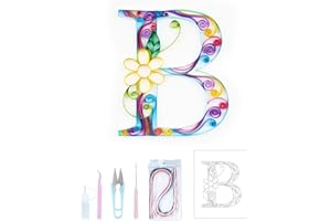 Uniquilling Quilling Kit, 8 * 10-in Letters B Paper Filigree Kits with Quilling Tools& Using Manual, Paper Quilling Kits, DIY Quilling Artwork Modern Wall Art for Living Room