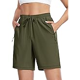 TACVASEN Women's Hiking Shorts 8" Quick Dry Lightweight Water Resistant Athletic Shorts with Pockets Outdoor Golf Active