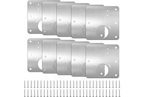 Cabinet Hinge Repair Plate, 10 Pcs Stainless Steel Hinge Repair Brackets, Hinge Fixing Plate with Screws, Cabinet Hinge Repai