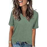 Women's T Shirts V-Neck 2025 Fashion Spring Summer Casual Women Tops Trendy Cute Fit Tee S-XXL
