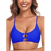 Colloyes Women's Strappy Bikini Tops Padded Swimsuit Lace Up Adjustable Bathing Suit Top