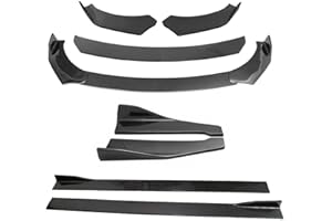 ABX Universal Front Bumper Lip Carbon Fiber Black Chin Spoiler Diffuser Body Kits + 86.6" Side Skirt Extensions + 19" Rear Bumper Lip Compatible with Honda Accord Civic Audi Dodge Charger