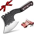 Dream Reach Meat Cleaver Heavy Duty Bone Chopper High Carbon Bone Cutting Knife Hand Forged Butcher Knife with Cover for Kitchen Outdoor BBQ