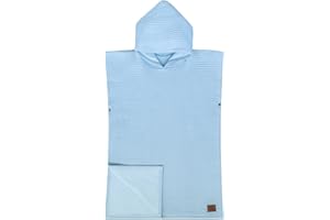 Jade&Kai Hooded Towel for Babies + Toddlers | Snaps into a Poncho | Organic Cotton Waffle | Lighweight and Absorbent | Bath, Beach, and Pool | Multiple Colors (Small (0-3 Yrs), Lagoon)