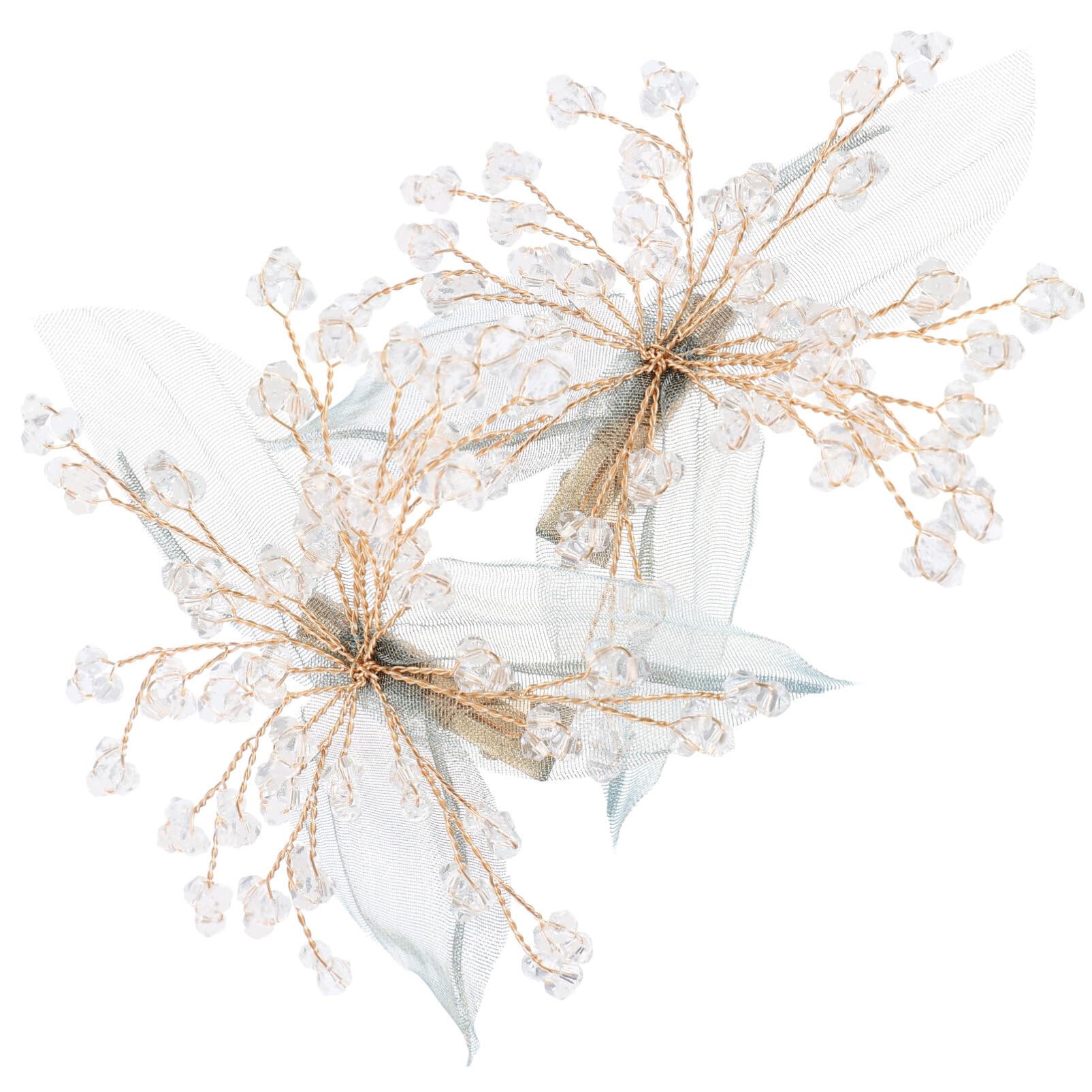 Lurrose 2pcs Hair Side Clip Green Leaf Hair Clip Crystal Bride Hairpins Wedding Hair Clips Women Leaf Barrette Hair Jewelry Decoration for Women Ladies Party (Green)