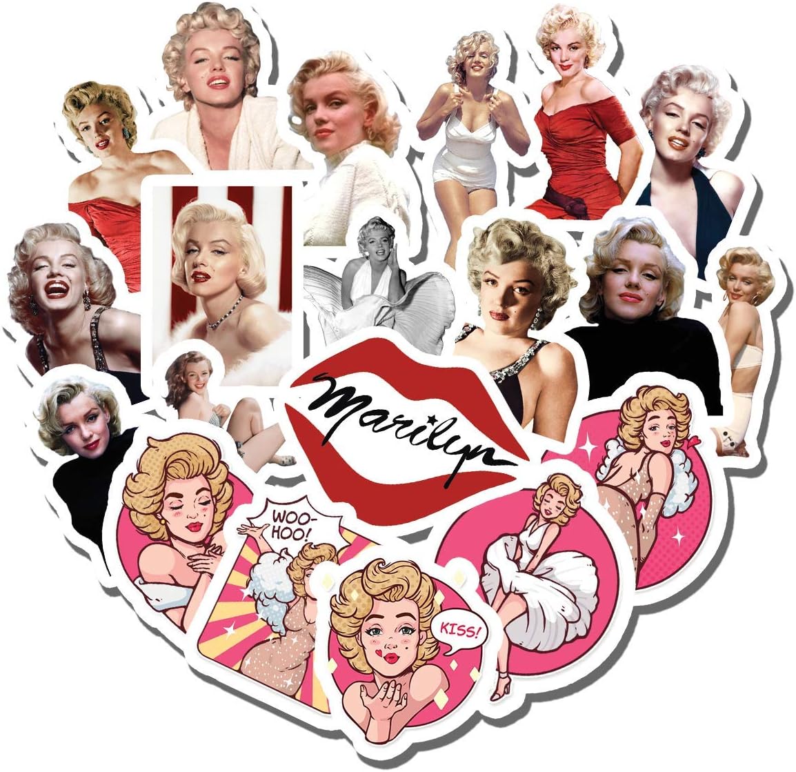 20 PCS Stickers Pack Marilyn Aesthetic Monroe Vinyl Colorful Waterproof for Water Bottle Laptop Scrapbooking Luggage Guitar Skateboard