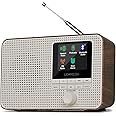 LEMEGA IR1 Portable WiFi Internet Radio,FM Digital Radio,Bluetooth Speaker,Dual Alarms Clock,Sleep Snooze Timer,40 Presets, Headphone-Output,Colour Display,Batteries or Mains Powered – Walnut Finish