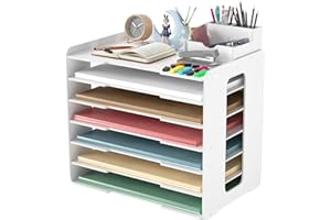 FuturelOT PVC A3 Paper Storage Organizer for Desk, 11X17 Construction Paper Organizer 7-Slot File Holder Sorter Letter Tray O