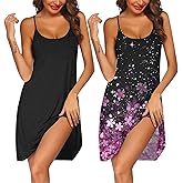 Ekouaer 2 Pack Nightgown for Womens Nightshirt Sleepwear Sleep Tank Chemise Racerback Sleeveless Dress