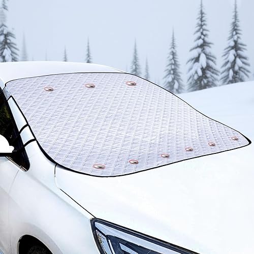 Laihur Car Windscreen Cover, Windscreen Sun Shade, 9 Magnet, Block UV Rays in Summer/Protects Glass in Winter, Heavy Duty Thickened Protective Windshield Cover for Car, SUV