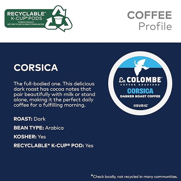LA COLOMBE® COFFEE ROASTERS CORSICA DARK ROAST COFFEE, SINGLE SERVE KEURIG® K-CUP® PODS, 10 COUNT BOX