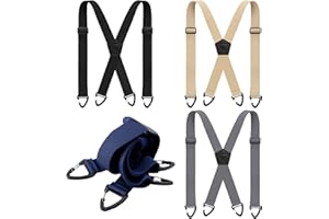 Sintege 4 Pcs X Back Hidden Suspenders Heavy Duty Hiking Suspenders Adjustable Under Clothing Invisible Belt
