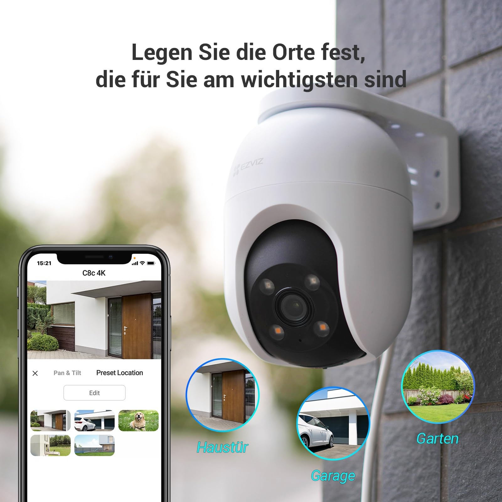 EZVIZ 4K Überwachungskamera Aussen WLAN, 360° PTZ Kamera Außen mit KI-Erkennung, Zwei-Wege-Audio, 2.4 & 5 GHz WLAN, 8MP Farbnachtsicht, Wetterfest, Fernsteuerung per App, C8c 4K (Version 2026) 9