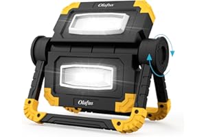 Olafus Work Light Rechargeable, 2000 LM Portable Work Lights, 360° Rotation Folding Light with Stand, Versatile Emergency Lights for Truck Car Repairs Camp Blackouts, Type C Charge, Yellow