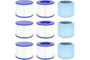 Promavot Hot Tub Filter Cartridge Replacement - Screw-in Spa Filters Compatible with All RELXTIME, ALEKO, Wejoy, Aquaspa Inflatable Hot Tubs & Other Spas (WV-SPA-6PCS+3 Filter Bags)