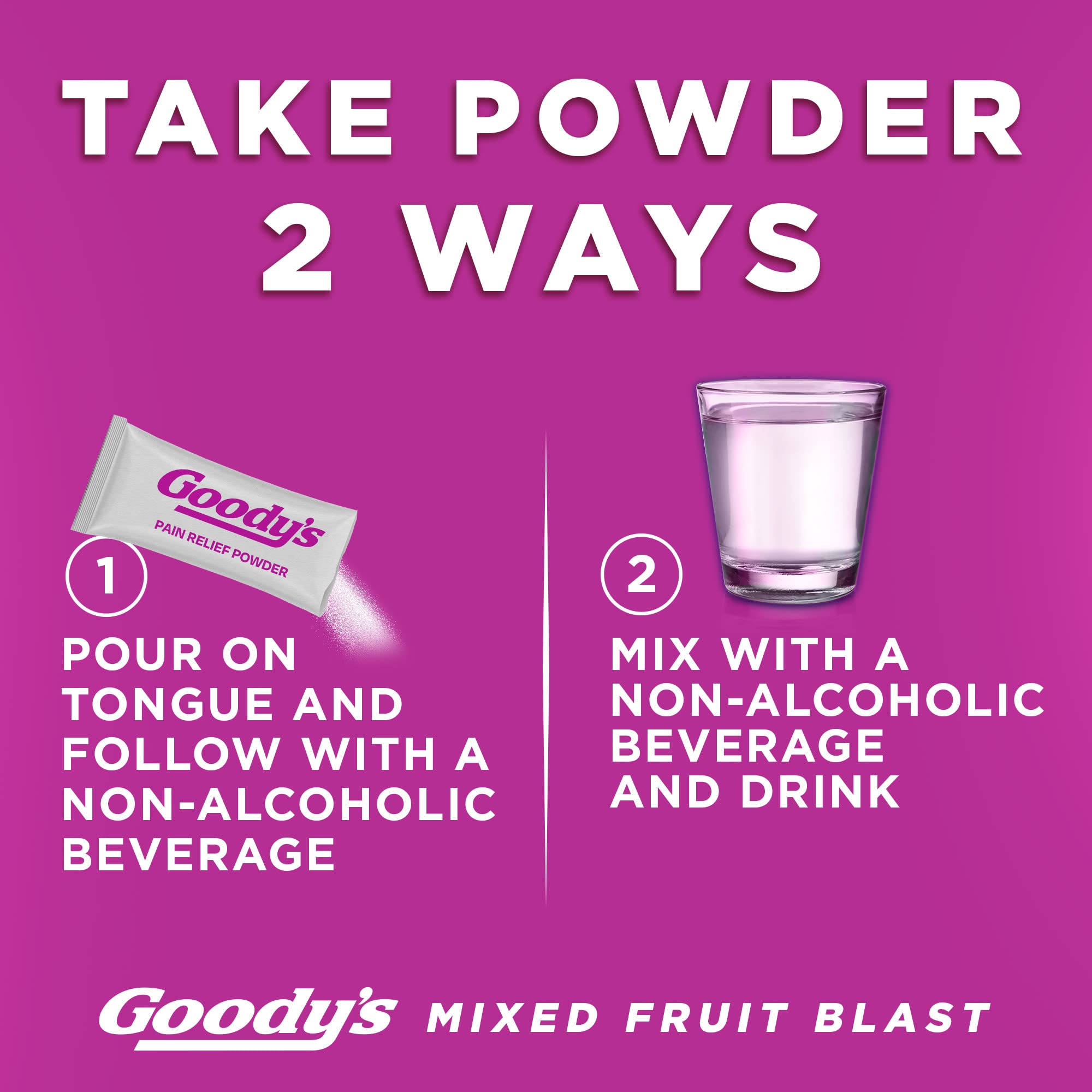 Goody's Pain Relief Powders, Extra Strength Headache Powder Mixed Fruit Blast, 24 ct (Pack of 1)