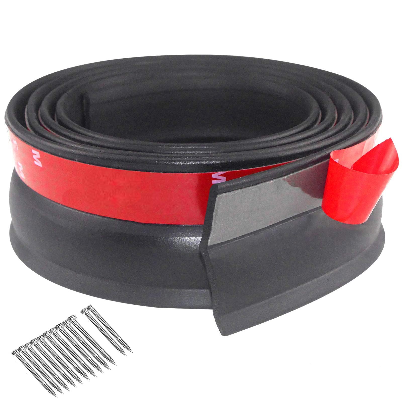 YQBFTC Garage Door Seal 3 Meters,Garage Door Seals Bottom Rubber Strip Garage Door Draught Excluder with Nails,Garage Door Weather Strip Durable Top and Side Seal for Leaf,Dirt,Weather Protection