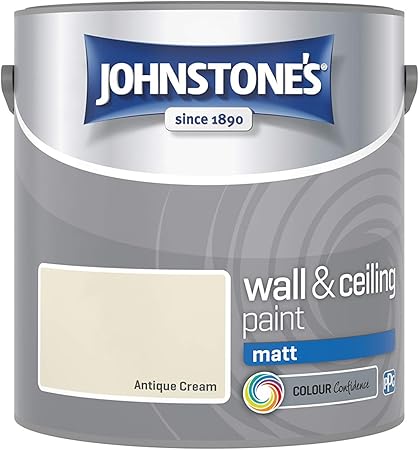 Johnstone S 304003 Wall Ceiling Paint Vinyl Matt Antique Cream 2 5 Litre Amazon Co Uk Diy Tools
