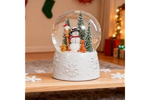 VCUTEKA Christmas Snow Globe, Lighted Musical Snow Globes with Snowman, Christmas Tree, Squirrel, Fox and Cardinal, Battery Operated Holiday Snowglobes for Kids Gift and Home Décor
