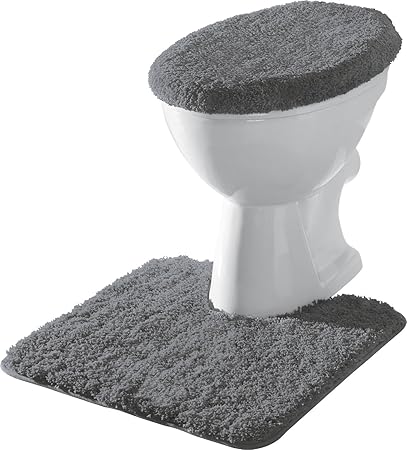 Erwin Müller Stand-WC-Set 2-TLG. Uni, WC-Umrandung, WC-Deckelbezug rutschhemmend anthrazit - ultraweich, extrem saugfähig, fl