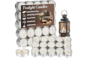 RAINFLOW Unscented White Tea Light Candles - Tealights Candles, Mini Votive Tea Candle,Smal Candles with Cotton Wick for Deco