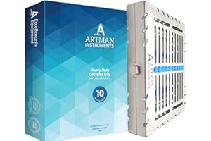 ARTMAN INSTRUMENTS Heavy Duty Sterilization Cassette Tray for 10 Instruments Rack Premium Design Dental Surgical lab 7.25"X5.75"X1.4"
