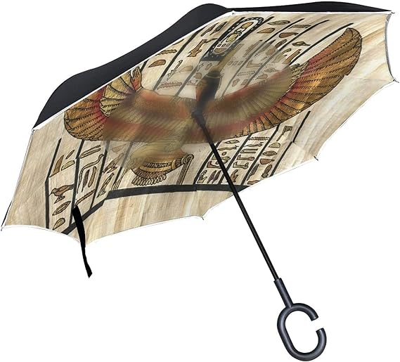 Retro Ancient Egyptian Parchment Inverted Umbrella,CShaped