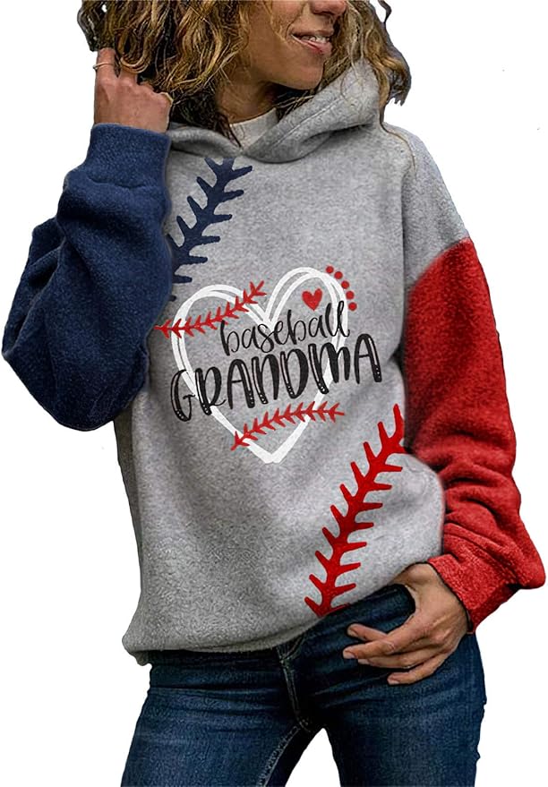 Women's Baseball Grandma Print Hoodie Crew Neck Long Sleeve Sweatshirts at Amazon Women’s