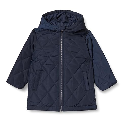 Amazon Essentials Unisex Kids' Long Quilted Jacket, Navy, Medium