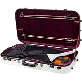 Crossrock Fiberglass Violin &amp; Viola Double Case | Fits 4/4 Violin + 15&ndash;16.5&rdquo; Viola &ndash; TSA Lock, Hygrometer, Blanket, Backpack Straps- Milky White (CRF2020DVLMW)