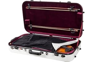 Crossrock Fiberglass Violin & Viola Double Case | Fits 4/4 Violin + 15–16.5” Viola – TSA Lock, Hygrometer, Blanket, Backpack Straps- Milky White (CRF2020DVLMW)