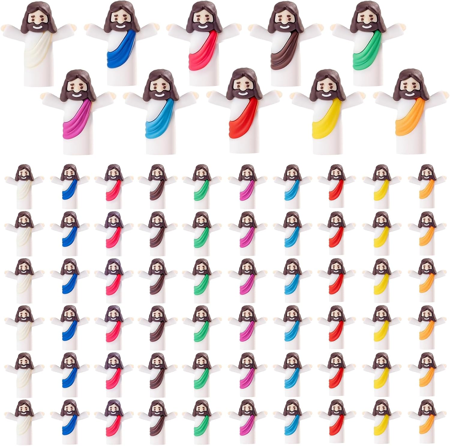 Easter 60pcs Mini Jesus Figures, Little Figures Jesus Loves You Bulk Figurine, Multicolor Mini Figure to Hide Christian Gifts, Christian Gifts for Women for Church Baptism Activities Party Supplies