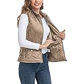 LONGKING 2025 Upgraded, Women's Outwear Vest With One Inner Pocket - Stand Collar Lightweight Zip Quilted Vest for Women