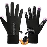 Bawnhaw Lightweight Winter Running Gloves for Women Touchscreen Warm Polar-Fleece Liners Windproof Cycling Driving Non-Slip