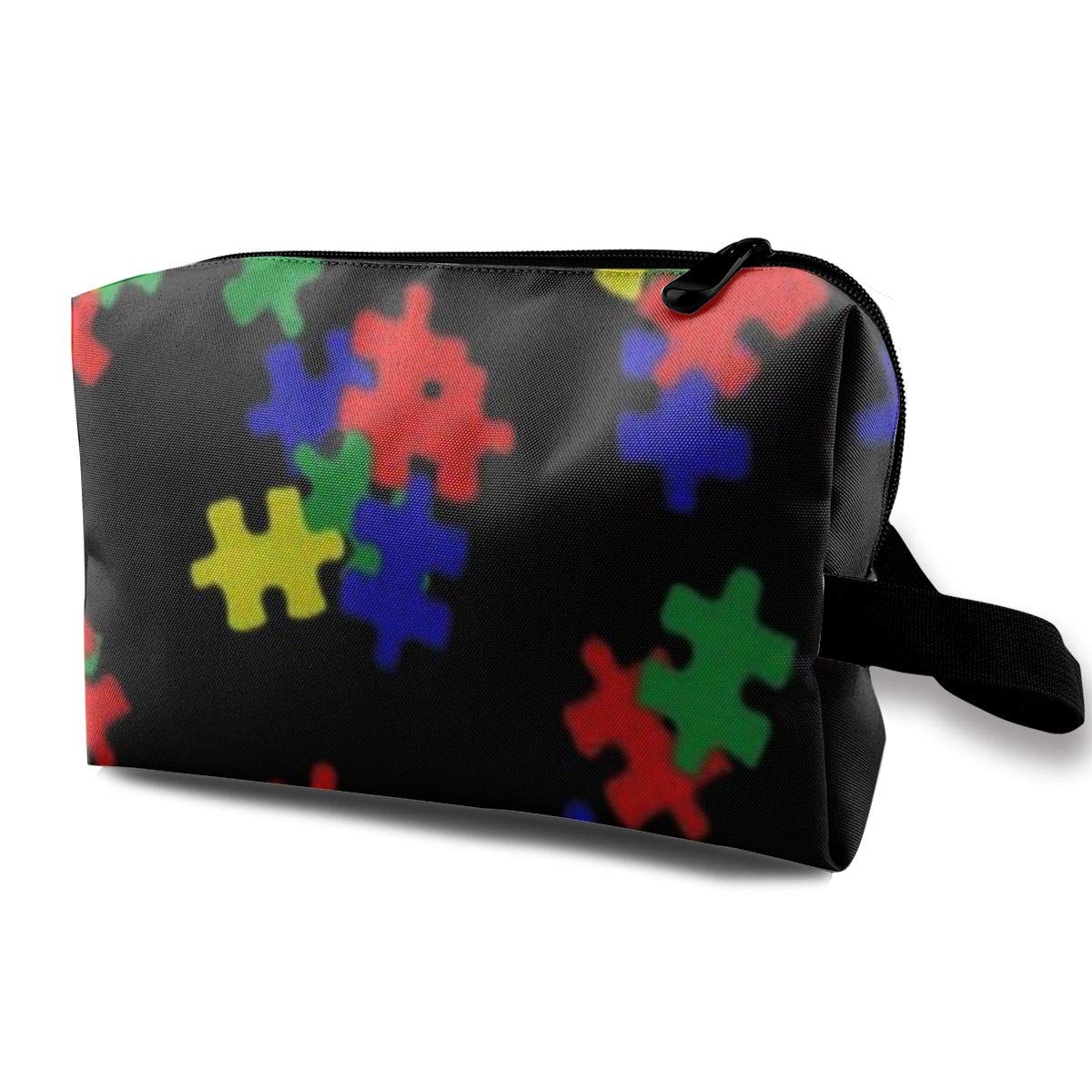 Autism Rainbow Puzzle Autism Awareness Portable Makeup Bag for Purse Travel Cosmetic Pouch Toiletry Bag for Women Girls Gifts