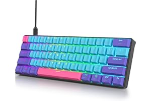 Guffercty kred 60 Percent Keyboard Mechanical Red Switch Hot Swappable RGB Wired Gaming Keyboard with Backlit PBT Keycaps NKRO Type-C for PC Gamer (Gateron Optical Red, Joker)