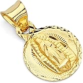 14k REAL Yellow Gold Religious Stamp Our Lady of Guadalupe Charm Pendant